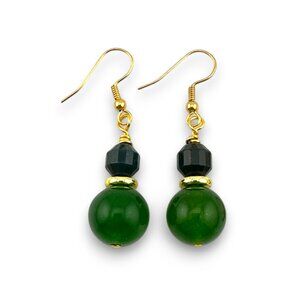 Natural Green Jade Earrings Faceted Bloodstone